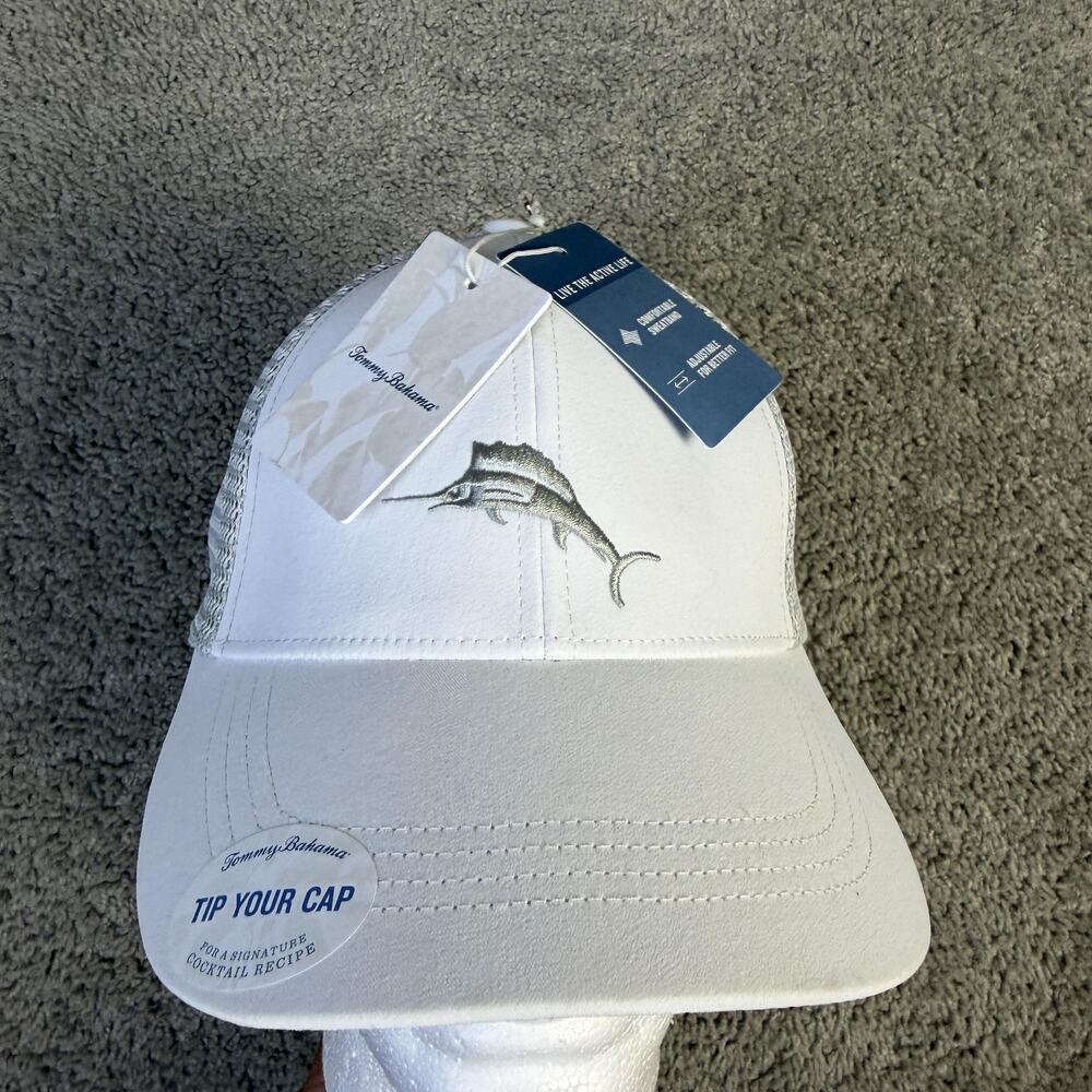 Tommy Bahama Hat Cap Snap Back Mens One Size White Trucker Mesh Marlin - Picture 2 of 10